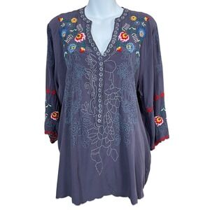 St.‎ Lareina Boho Beautiful All Over Embroidered Top Women's Size Large